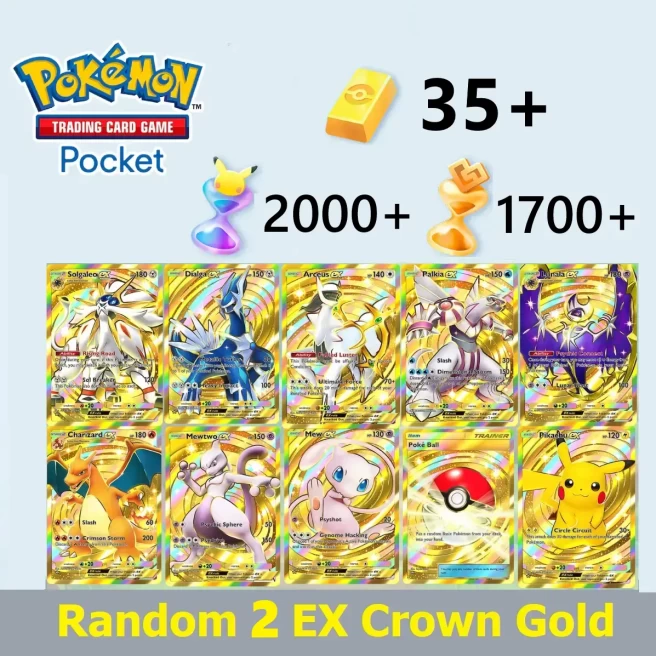 [GLOBAL]Pokemon TCG Pocket Starter Account with 35+ Pokégold & 2000+ Pack Hourglass & 1700+ Wonder Hourglass & Random 2 EX Crown card