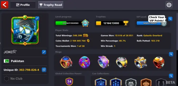 74 CCP 2.1billion coin 19 legendary cue 5 event taco max 494 level Instant Delivery miniclip login