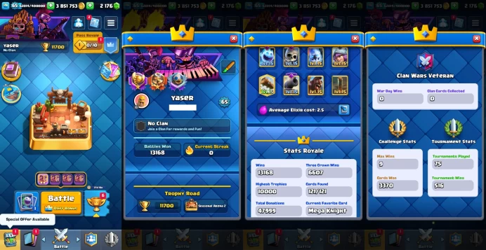 KT 15 | Level 65 |23 Evo Cards |(49Cards LvL15 || 68Cards LvL14) | 132 Emotes | 8 Tower Skins| Q612