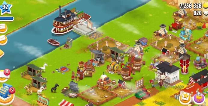 Hay Day Premium Account ◆ Lv 90 ◆ Barn 7000 ◆ 7M Coins ◆ 820 Diamonds