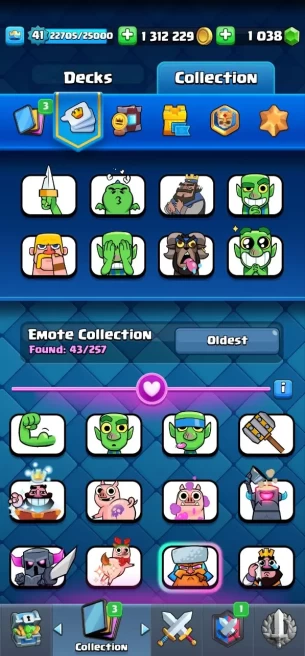 Clash royal (Android/iOS) KT 13 - lvl 41 - Cards120 /121/ Max Card 11/lvl 13/2 evo card4/Emote 43/ skin tower 5 /Fast delivery/Cheap sale