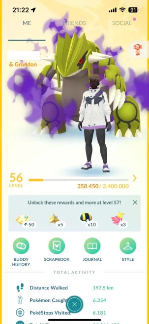 Level 56, 26 Shiny, 113 Legend, 6 IV 100, 6 Shiny Legend, 30 Shadow Legend