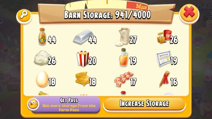 Hay Day Level 60+ Farm ◆ Barn 4000 ◆ Silo 1100 ◆ 1.1M Coins ◆ Premium Storage Account