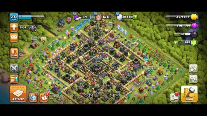 Level 271 Has blue and old trees (5 hero max ) tropas max 100% Max except walls