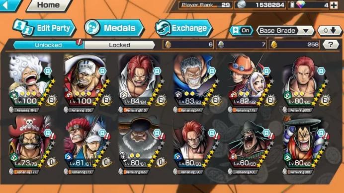BR622-IOS+Android-12 Ex(Saturn+Garp+Gear 5+Shank v4+Roger+Yamato Ace+Akainu+Kid Law)+Good Medal+Support 147%+Yasopp Max+Ben Max+Young Ray Max