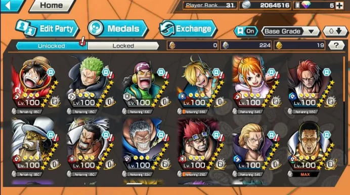BR625-IOS+Android-Kizaru Full Boost+4 Ex Max(Garp+Zephyr+Shank v2)+Good Medal+Support 156%+Egghead Max(Zoro+Luffy+Sanji+Nami+Usopp)+Aramaki Max