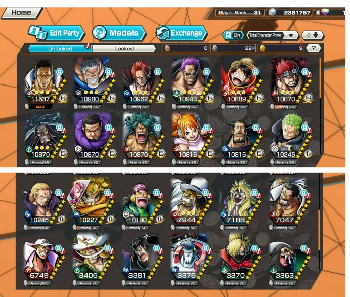 BR625-IOS+Android-Kizaru Full Boost+4 Ex Max(Garp+Zephyr+Shank v2)+Good Medal+Support 156%+Egghead Max(Zoro+Luffy+Sanji+Nami+Usopp)+Aramaki Max