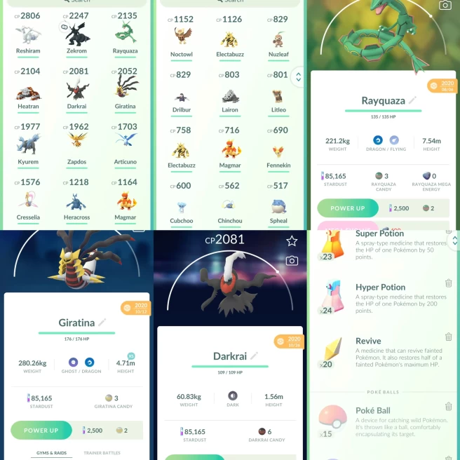 lvl22,have Reshiram Zekrom Rayquaza Keatran Darkrai Giratina Kyurem Zapdos Articuno Crellelia,many nice pokemons  N8987