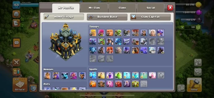 TH 17 , SEMI MAX , SUPER SAFE , BEST EQUIPMENT, BEST HERO , CH NAME 500 (93)