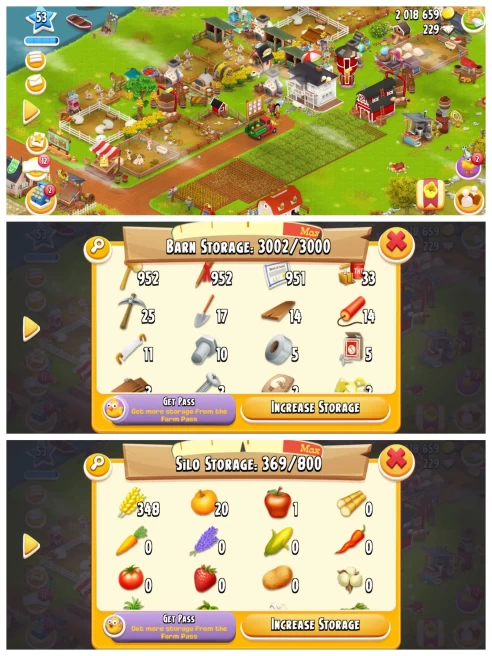 H47◆2M COINS◆FARM LVL 53◆BARN: 3000◆SILO: 800【952+ LAND TOOLS: LAND DEED, MALLET, MARKER STAKE 】277 DIAMONDS◆ACTIVE FARM