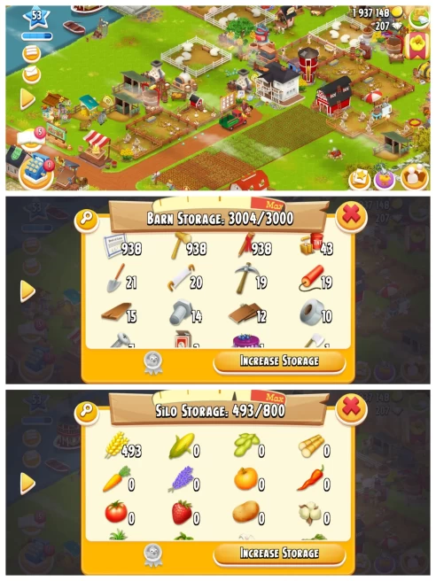 Hay Day High-Level Farm ◈ Level 50+ ◈ 3050 Barn ◈ 800 Silo ◈ 1.5M Coins ◈ Full Items Stocked