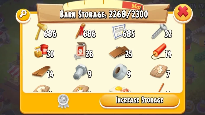 Hay Day Premium Account | Level 47+ | Barn 2300 | Silo 900+ | 1.2M Coins | 600+ Land Tools