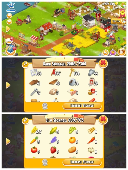 Level 47+ Hay Day Farm ◈ Barn 2300 ◈ 900+ Silo ◈ 1.4M Coins ◈ Full Land Unlock ◈ Active Storage Account