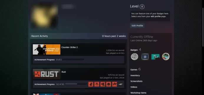 <<HOT>> 2015, 2016 Service Medal, 10 Year  + 5 other games_ 8 LEVEL STEAM_<30 Days Warranty> !!! _NO VAC_5Y, Loyalty Badge, Global Badge_1034hrs