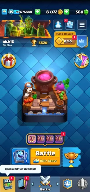 |2in1| CR - BS | 35 LVL | 5620 TR | 584 VICTORIES | Executioner's Kitchen | 12 KING LVL | FULL ACCESS | Warranty | GIFT