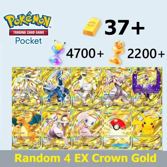 [GLOBAL]Pokemon TCG Pocket Starter Account with Random 4 EX Crown card & 37+ Pokégold & 4700+ Pack Hourglass & 2200+ Wonder Hourglass