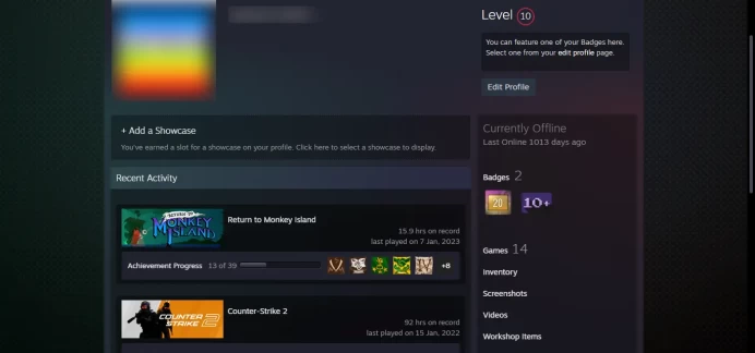 10 LEVEL STEAM + 10 other games_ <<FACEIT>>_Last Online 3 year ago _<30 Days Warranty> _NO VAC_10Y, 5Y, Global Badge_92 hrs