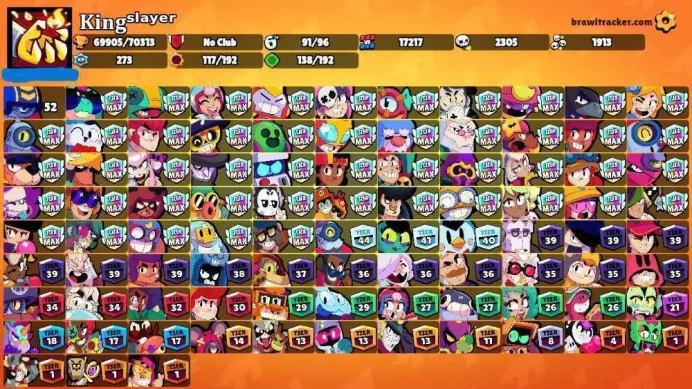 70K Trophies LVL202 | 91/99 Brawlers | 22 Max Brawlers - 19 Hypercharged | 202 Skins | 483 Pins | 265 Icons | Legendary Rank 35  Max Power rare