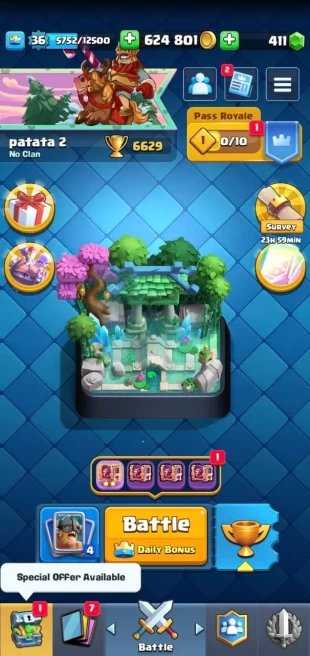 |2in1| CR - BS | 36 LVL | 6629 TROPHIES | 1810 VICTORIES | Silent Sanctuary | 12 KING LEVEL | FULL ACCESS | Warranty 