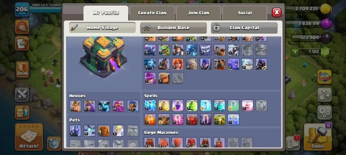 TH 14 / LeveL 206 / Gems 1122 / Heroes (56 67 44 54 29) / CN 1000 / cod 148