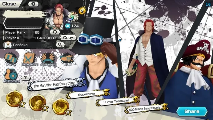 Global| 9 META EX|Gear Five Luffy,BB Kuzan,FR Shankz,Great D Roger(Max),Edwrd NewGate(Max) Etc|Rank 25|LogBandai|SS(OPBR1176)