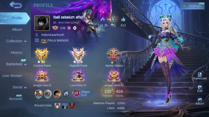 Hero 130 Skin 424 | Ixia Metrozero,Julian JJK, Kilua HxH,Selena Zenith,Granger Exorcists,Ling Neo|Take Email|Check SS (MLBB1626)