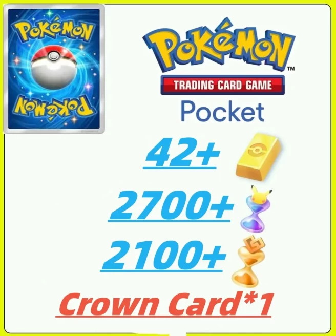 Global Server /1340draws - Pokémon Gold Bricks*42 - Pack Opening Hourglass*2700- Challenge Hourglass*2100- Crown Card /Android/iOS