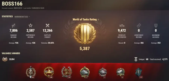 [NA] 3 TIER X | 7 PREMIUM TANK | CHANGEABLE PASSWORD | TOTAL TANKS 30 | 6,219 (51%) WINS | 5,398,523 SILVER | ULTIMATE