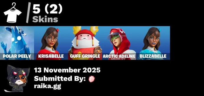 [PC/PSN/XBOX] 5 skins | Polar Peely | Krisabelle | Guff Gringle | Arctic Adeline | Blizzabelle | Kata-Pack | Fishstick Janky | Twin Crossfire