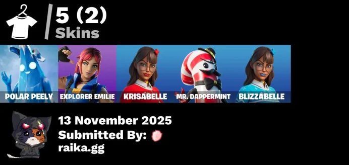 [PC/PSN/XBOX] 5 skins | Polar Peely | Explorer Emilie | Krisabelle | Mr. Dappermint | Blizzabelle | Lunar Hyperjet | Kata-Pack