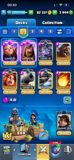 KT 15 , LVL 57 , 13500 TROPHIES , MAX CARD , FULL SKIN TOWER , FULL EMOTE , 3900 GEMS , CH NAME 1000 (99)
