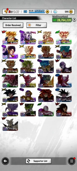 ANDROID+IOS- Good Price- UL Zamasu 10S+UL Majin Vegeta+UL Fide+UL ss2 Gohan+19 LL (King Piccolo+ss3 Goku+Goku kid) Have Equip Forr Team (986)