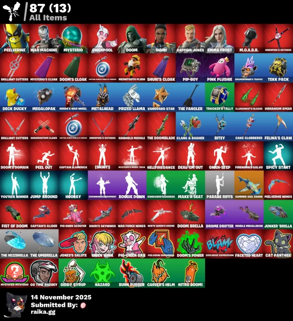 [PC/PSN/XBOX] 8 skins | Peelverine | War Machine | Mysterio | Gwenpool | Doom | Shuri | Captain Jones | Emma Frost | M.O.A.B.B.