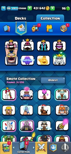 Clash royal (Android/iOS) KT 13 - lvl 46 - Cards112 /121 - Max Card 14 _lvl 13 card 16/Emote 31 / skin tower 4 /Fast delivery/Cheap sale