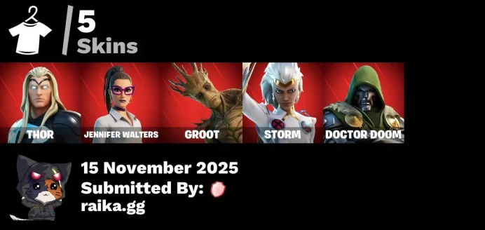 [PC/PSN/XBOX] 5 skins | Thor | Jennifer Walters | Groot | Storm | Doctor Doom | Apocalypse Shroud | Spectra Protector | Nemesis Box
