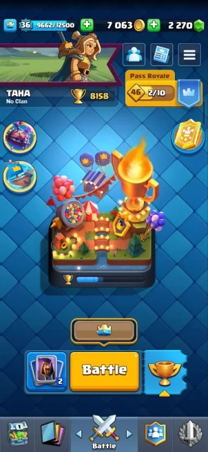 Clash royal (Android/iOS) KT 12 - lvl 36 - Cards121 /121/ Max Card 7/lvl_4 /evo card4/Emote 32 / skin tower 3 /Fast delivery/Cheap sale