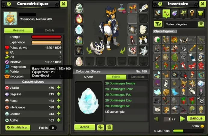 1 OF 5 ! VIP !! OSA 200/FECA 200/IOP 189 (ALL DOFUS/PARCHO 100 ALL//SKINS/Ornements/Metiers+GIFT) Kelerog !! Jamais Certifie, 100% Safe.