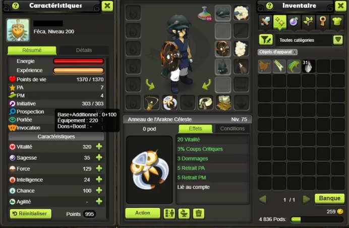 1 OF 5 ! VIP !! OSA 200/FECA 200/IOP 189 (ALL DOFUS/PARCHO 100 ALL//SKINS/Ornements/Metiers+GIFT) Kelerog !! Jamais Certifie, 100% Safe.