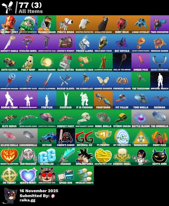 [PC/PSN/XBOX] 3 skins | Holiday Boxy | Winterfest Bushranger | Runway Racer | Piñata Brian | Spectra Protector | Apocalypse Shroud | Ruby Relic