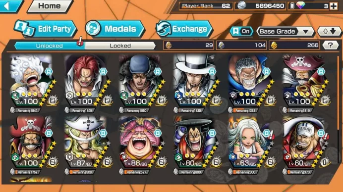 BR638-IOS+Android-Hyber 72+14 Ex(Garp Skin+Gear 5+Kuzan+Shank v4+Lucci+Roger v2+White Beard)+Vip Medal+Support 162%+Many Bounty Festival Max