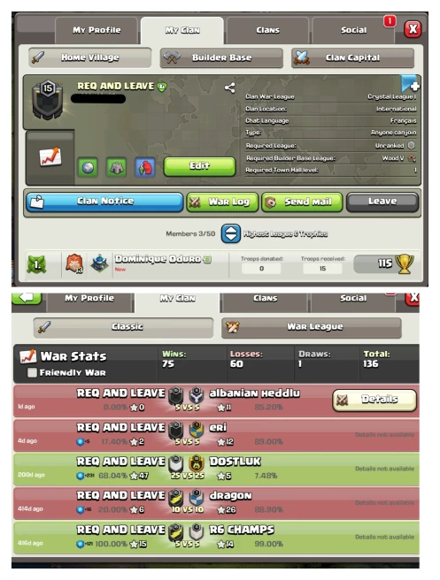 Clan level 15 / REQ AND LEAVE / Very Rare Name