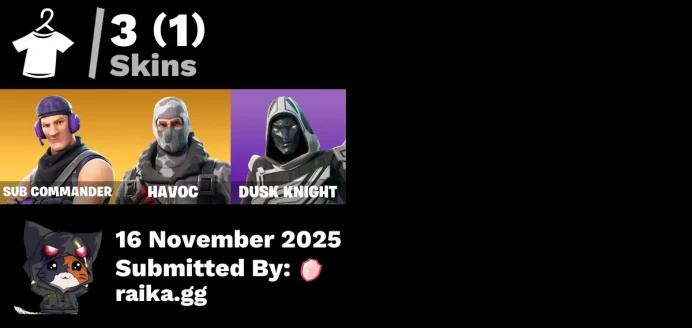 [PC/PSN/XBOX] 3 skins | Sub Commander | Havoc | Blitz Knight | Backup Plan | Dreamer's Two-Shot | Super Cape | Charge Pack | The Ziggboard