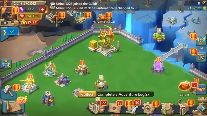 LORD1223-1B2 Mights (T5) - Vip 15 - ATK 610+ | cup gold - 34M6 Troop - 601M Research - 123K Gem Pet 5 Skill Lv.10 | many Holy Stars