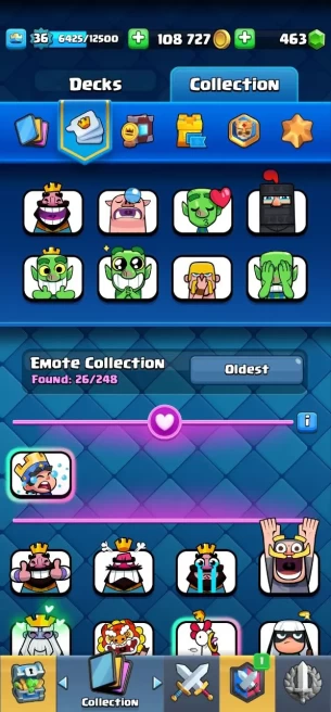 Clash royal (Android/iOS) KT 12 - lvl 36 - Cards121 /121/ Max Card 0/lvl13card2 /evo card7/Emote 47/ skin tower2 /Fast delivery/Cheap sale