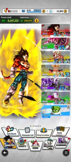 D801-Android-Vip Account-12.800 CC+All New UL+8 UL(Zamasu+SS4 Vegeta+SS Goku+Frieza)+42 Legends+Vip Equipment+Good Team+Goku Uis Full Star