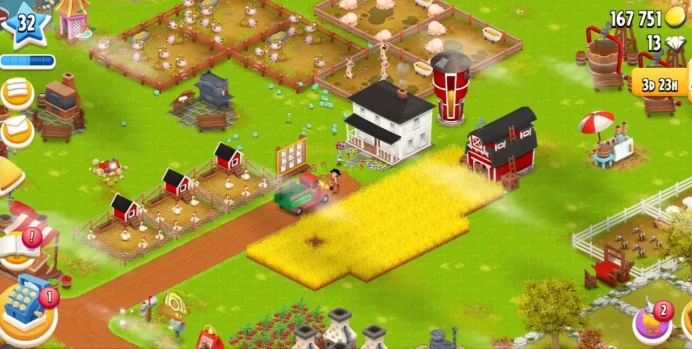 H59◈Level 32+ Hay Day Farm ◈ 167k Coins ◈ Barn 1000 ◈ Silo 500 ◈ 247+ Expansion Barn◈ Clean & Active Storage