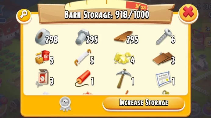 H67◆Hay Day Level 34 Farm ◆ Barn 1000 ◆ Silo 525 ◆ 249K Coins ◆ 295+ Barn Tools ◆ Full Access