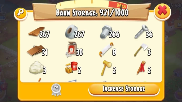 H73 | Hay Day Farm Lvl 33 | 245K Coins | Exilent Farm | 1000 Barn | 525 Silo | 266+ Barn Tools | Small Good Account