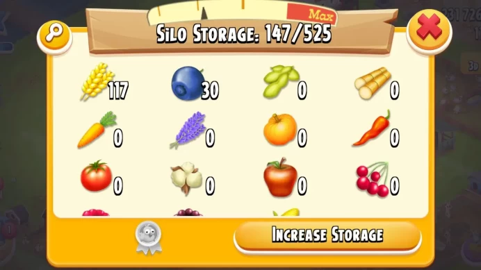 H76 ◈ Hay Day Top Starter Farm ◈ 231K Coins ◈ Level 33 ◈ Barn 1000 ◈ Silo 525 ◈ 299 Barn Storage Tools ◈ Full Access