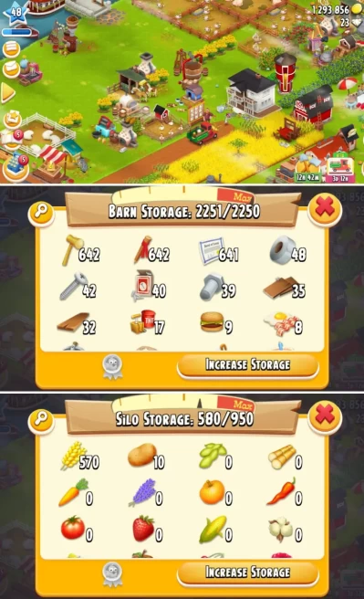H89◈FARM LVL 48◈BARN: 2250◈SILO: 950◈642+ LAND EXPANSION METARIALS◈1.2M COINS◈INSTANT DELIVERY